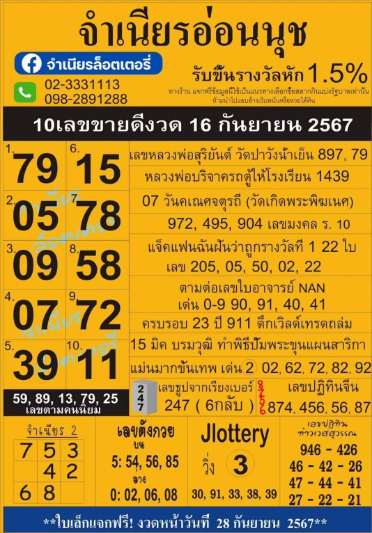 สรุปเลขเด็ดแม่จำเนียรอ่อนนุช